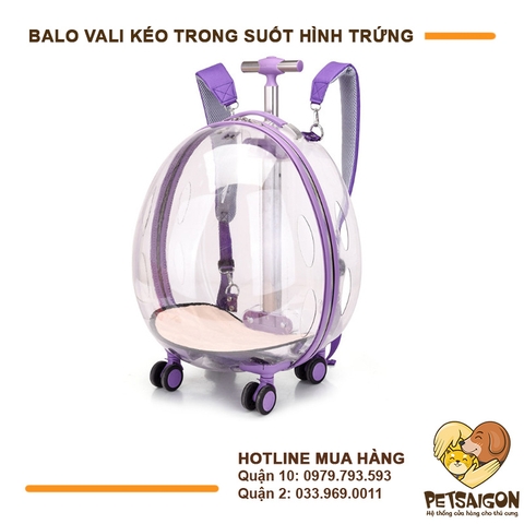 Balo Cho Chó Mèo - Vali Kéo Hình Trứng