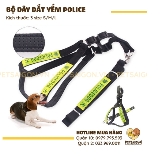 Bộ Dây Dắt Yếm Cho Chó Police Phản Quang