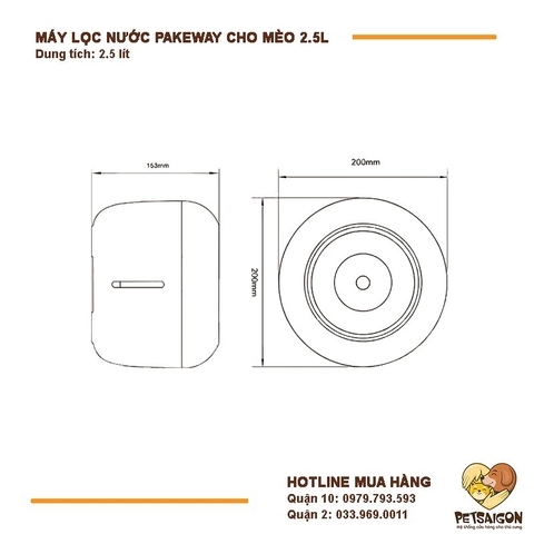 Máy Lọc Nước Cho Chó Mèo PAKEWAY 2.5L