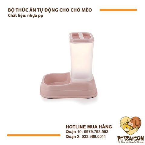 Bộ Khay Ăn Cho Chó Mèo Có Bình Cấp Thức Ăn Tự Động