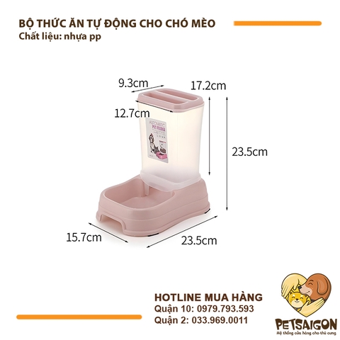 Bộ Khay Ăn Cho Chó Mèo Có Bình Cấp Thức Ăn Tự Động