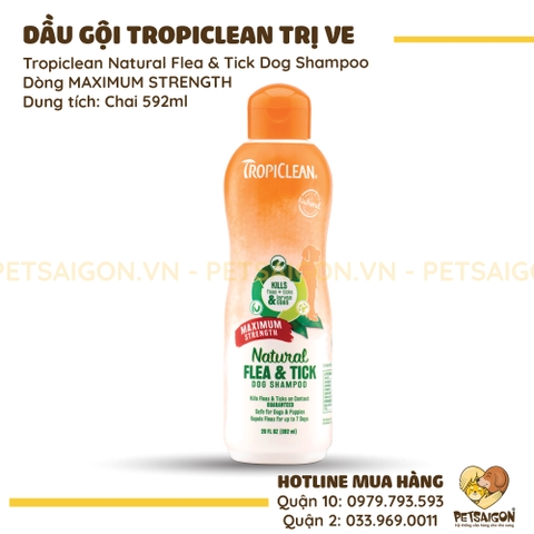 Dầu Gội Cho Chó Tropiclean Trị Ve Và Bọ Chét