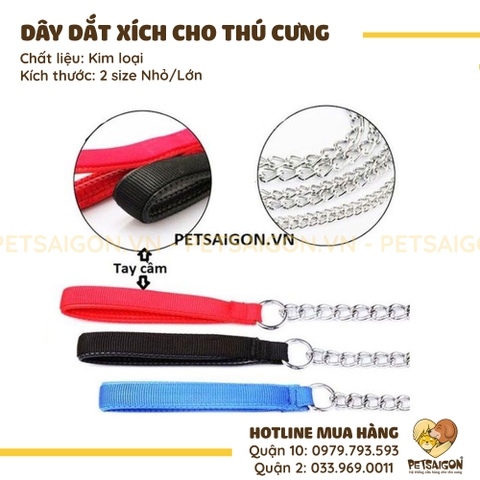 Dây Dắt Cho Chó Mèo Bằng Xích Có Tay Cầm