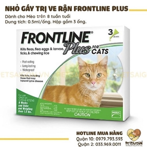 Thuốc Nhỏ Gáy Trị Ve Rận Cho Chó Mèo Frontline Plus