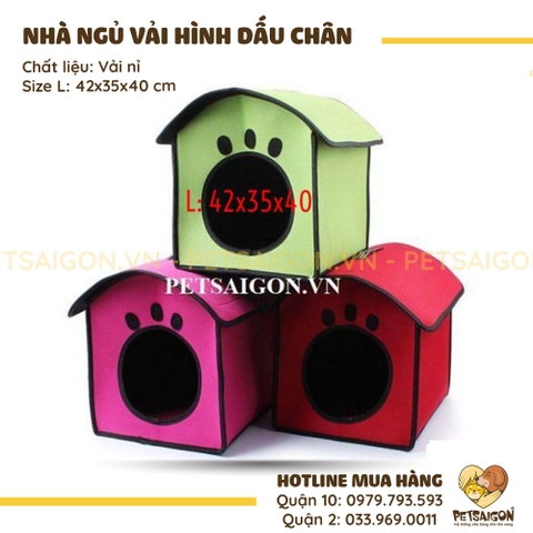 Nhà Ngủ Cho Chó Mèo Hình Dấu Chân Bằng Vải Nỉ