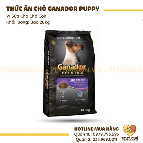 Thức Ăn Cho Chó Con Ganador Puppy Vị Sữa & DHA