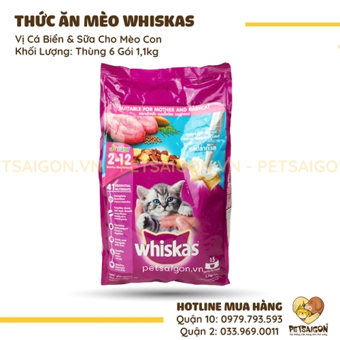 Thức Ăn Cho Mèo Con 2-12 Tháng Whiskas Junior Vị Cá Biển & Sữa