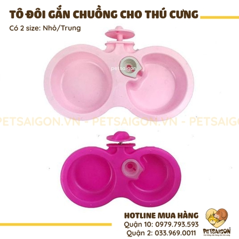 Tô Ăn Cho Chó Mèo Dạng Đôi Bằng Nhựa Để Treo Chuồng