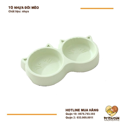 Tô Ăn Cho Chó Mèo - Tô Nhựa Đôi Mèo