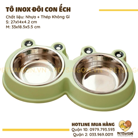 Tô Ăn Cho Chó Mèo Dạng Đôi Hình Ếch