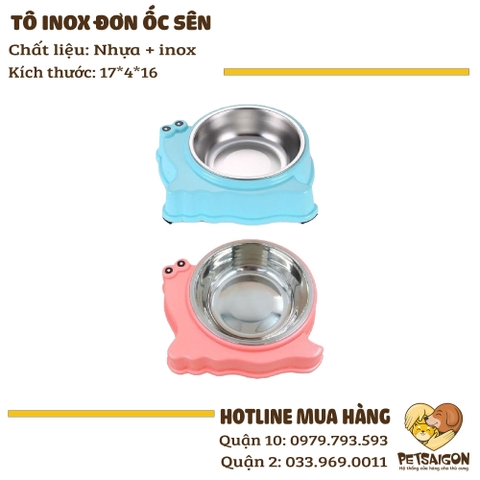 Tô Cho Chó Mèo - Tô Inox Đơn Hình Ốc Sên