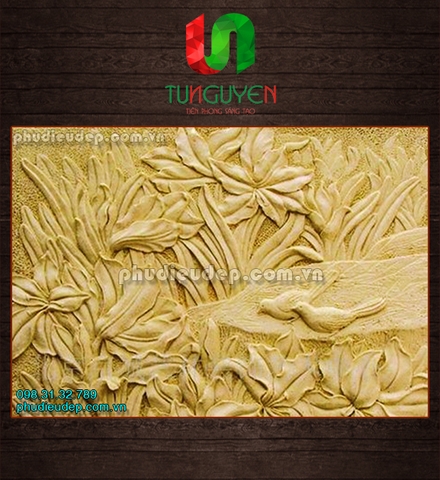 Phù điêu chim và hoa (phù điêu giả đồng, giả bạc, vàng...)