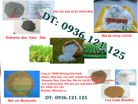 Dolomite- Bentonite- Bột Đá CaCO3- Cao lạnh phụ gia sản xuất phân bón