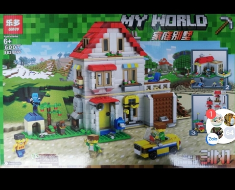 Bộ l ắp ráp Lego minecraft my world Ngôi nhà biệt thự 3in1 883 mảnh LEDUO 6007