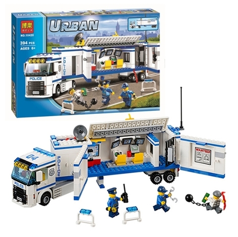 Lắp ráp Lego uban Xe Tải Trạm chỉ huy Cảnh Sát lưu động 394 miếng ghép - Bela 10420