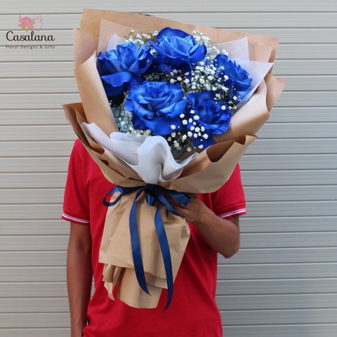 Bó 5 Hồng Blue mix Baby