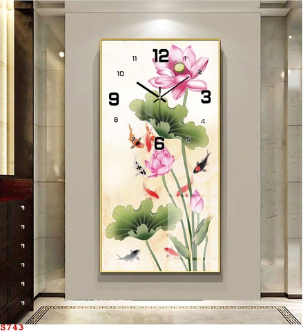 Tranh Đồng Hồ Tráng Gương Hoa Sen SGP 1492238 Tranh Đồng Hồ Tráng Gương Hoa Sen SGP 1492238