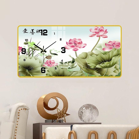 Tranh Đồng Hồ Tráng Gương Hoa Sen SGP 1492242 Tranh Đồng Hồ Tráng Gương Hoa Sen SGP 1492242