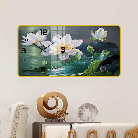 Tranh Đồng Hồ Tráng Gương Hoa Sen SGP 1492202 Tranh Đồng Hồ Tráng Gương Hoa Sen SGP 1492202