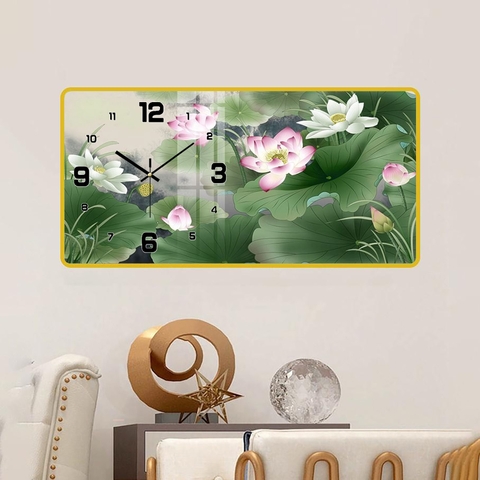 Tranh Đồng Hồ Tráng Gương Hoa Sen SGP 1492205 Tranh Đồng Hồ Tráng Gương Hoa Sen SGP 1492205