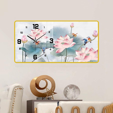 Tranh Đồng Hồ Tráng Gương Hoa Sen SGP 1492211 Tranh Đồng Hồ Tráng Gương Hoa Sen SGP 1492211
