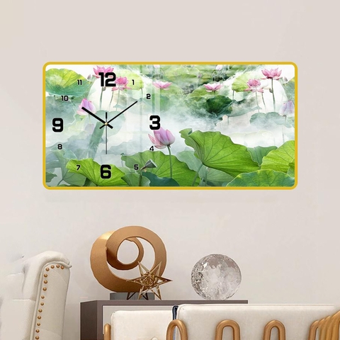 Tranh Đồng Hồ Tráng Gương Hoa Sen SGP 1492213 Tranh Đồng Hồ Tráng Gương Hoa Sen SGP 1492213