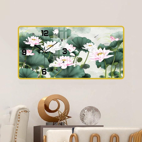 Tranh Đồng Hồ Tráng Gương Hoa Sen SGP 1492216 Tranh Đồng Hồ Tráng Gương Hoa Sen SGP 1492216