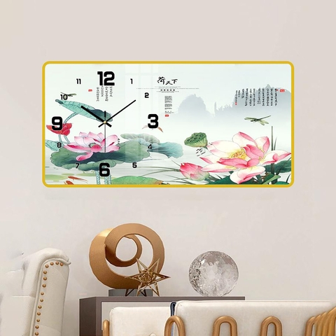 Tranh Đồng Hồ Tráng Gương Hoa Sen SGP 1492218 Tranh Đồng Hồ Tráng Gương Hoa Sen SGP 1492218