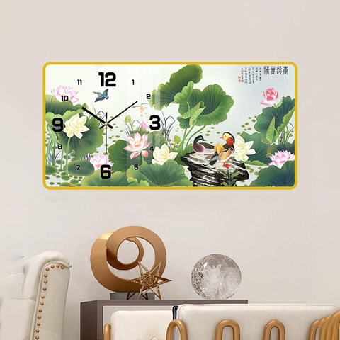 Tranh Đồng Hồ Tráng Gương Hoa Sen SGP 1492219 Tranh Đồng Hồ Tráng Gương Hoa Sen SGP 1492219