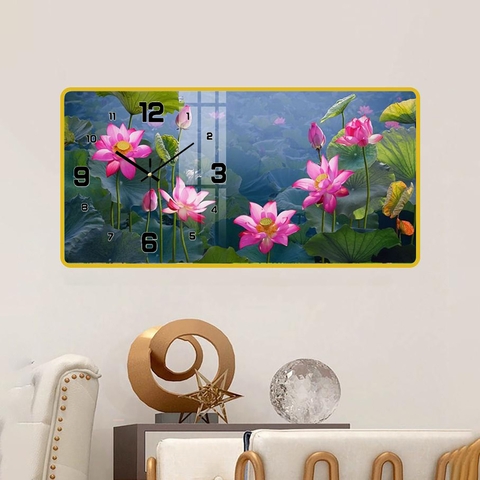 Tranh Đồng Hồ Tráng Gương Hoa Sen SGP 1492223 Tranh Đồng Hồ Tráng Gương Hoa Sen SGP 1492223