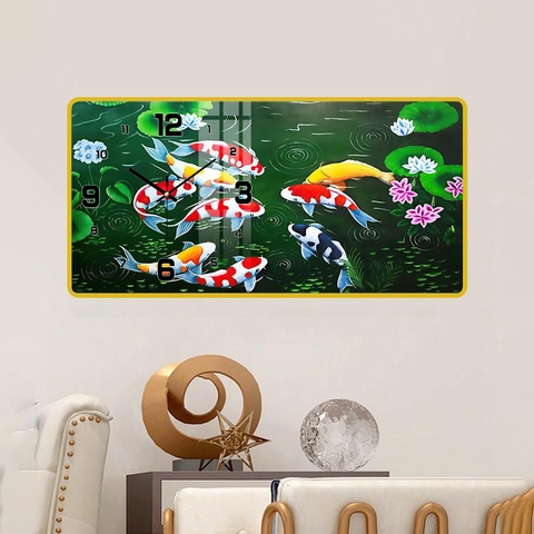 Tranh Đồng Hồ Tráng Gương Cửu Ngư SGP 1492208 Tranh Đồng Hồ Tráng Gương Cửu Ngư SGP 1492208