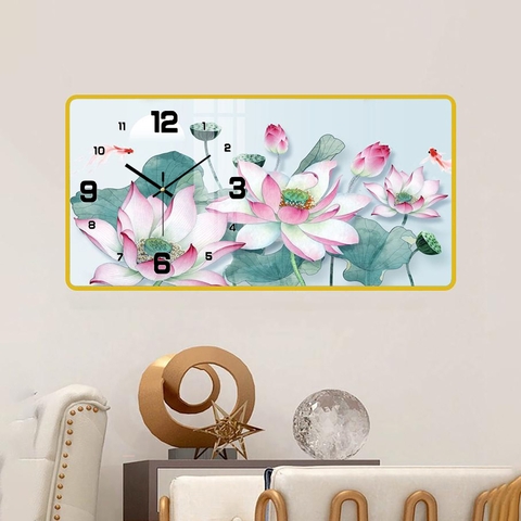 Tranh Đồng Hồ Tráng Gương Hoa Sen SGP 1492224 Tranh Đồng Hồ Tráng Gương Hoa Sen SGP 1492224