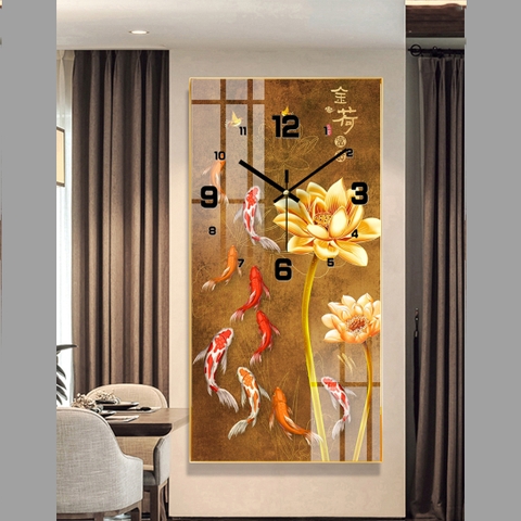 Tranh Đồng Hồ Tráng Gương Hoa Sen Và Cá Chép SGP 5242216 Tranh Đồng Hồ Tráng Gương Hoa Sen Và Cá Chép SGP 5242216