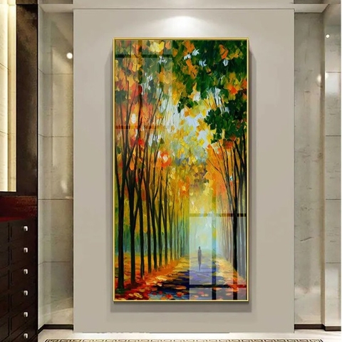 Tranh Khổ Dọc - Tranh Rừng Cây và Cô Gái SGP 2742211 Tranh Khổ Dọc - Tranh Rừng Cây và Cô Gái SGP 2742211