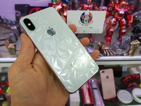 Miếng dán mặt lưng 3D vân kim cương cho Iphone X