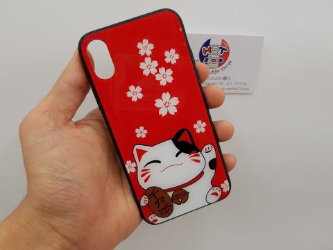 Ốp lưng Tết Mèo Thần Tài 2018 mặt kính 9H Iphone X 8+ 7+ 6+ 6S+ 6 6S