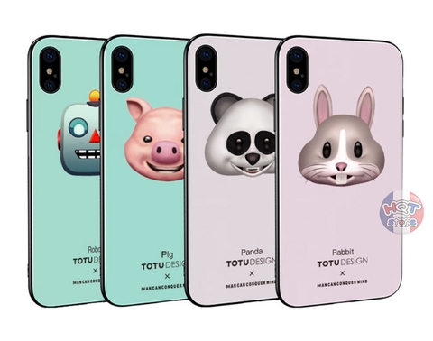 Ốp lưng Kính 9H Hình Animoji Totu cho IPhone X