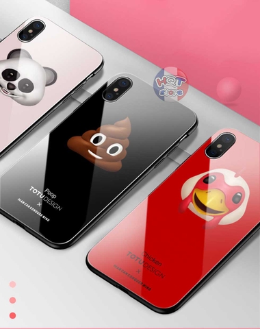 Ốp lưng Kính 9H Hình Animoji Totu cho IPhone X