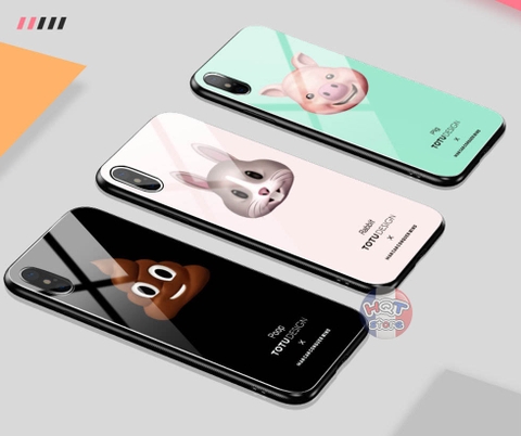 Ốp lưng Kính 9H Hình Animoji Totu cho IPhone X