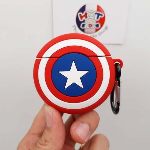Ốp Silicon Case Khiên Captain America cho tai nghe Airpods 1 / 2