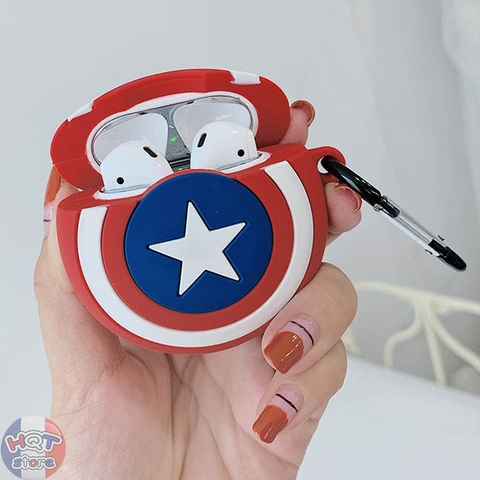 Ốp Silicon Case Khiên Captain America cho tai nghe Airpods 1 / 2