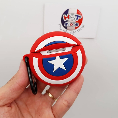 Ốp Silicon Case Khiên Captain America cho tai nghe Airpods 1 / 2