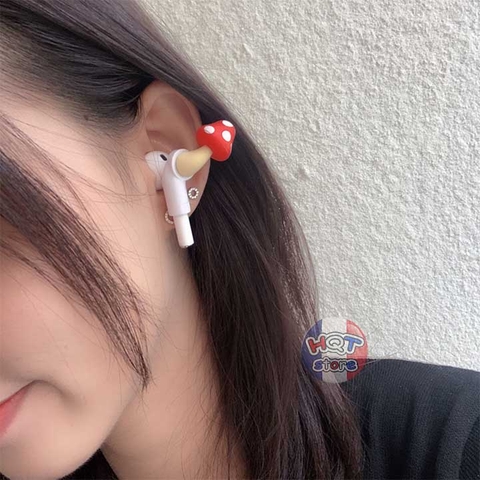 Phụ kiện trang trí hình cây nấm dễ thương cho tai nghe Airpods 1 / 2 / Pro