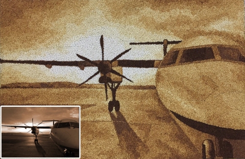 Tranh Gạo Phong Cảnh Máy Bay Ở Sân Bay