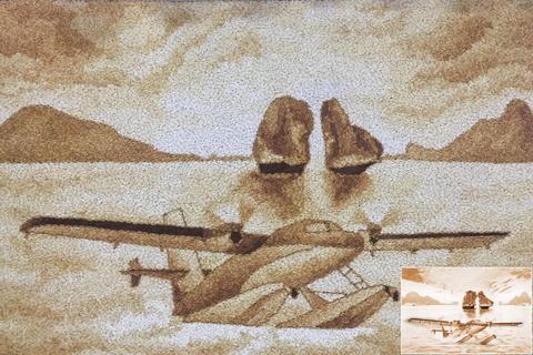 Tranh Gạo Phong Cảnh Máy Bay Và Vịnh Hạ Long