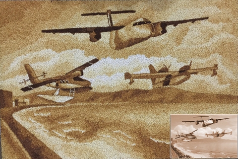 Tranh Gạo Phong Cảnh 3 Máy Bay