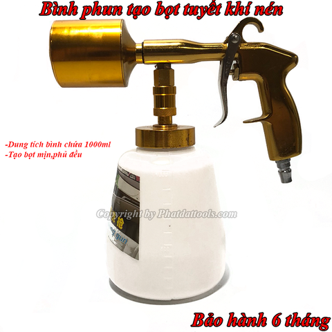 Bình phun tạo bọt tuyết rửa xe 1000ml dùng khí nén (Đầu Vàng)