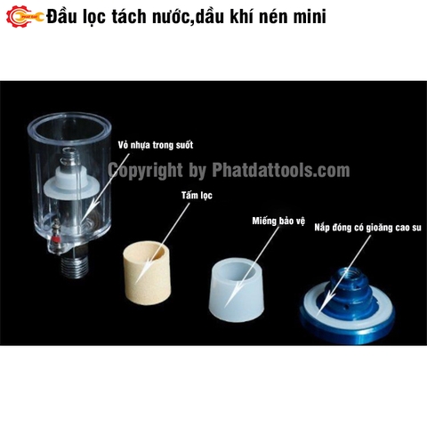 Đầu lọc,tách nước,dầu khí nén mini