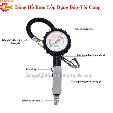 Đồng Hồ Bơm Lốp Dạng Bóp