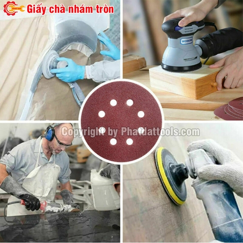 Giấy chà nhám tròn các phi 125-180-230mm-Hộp 100 tờ